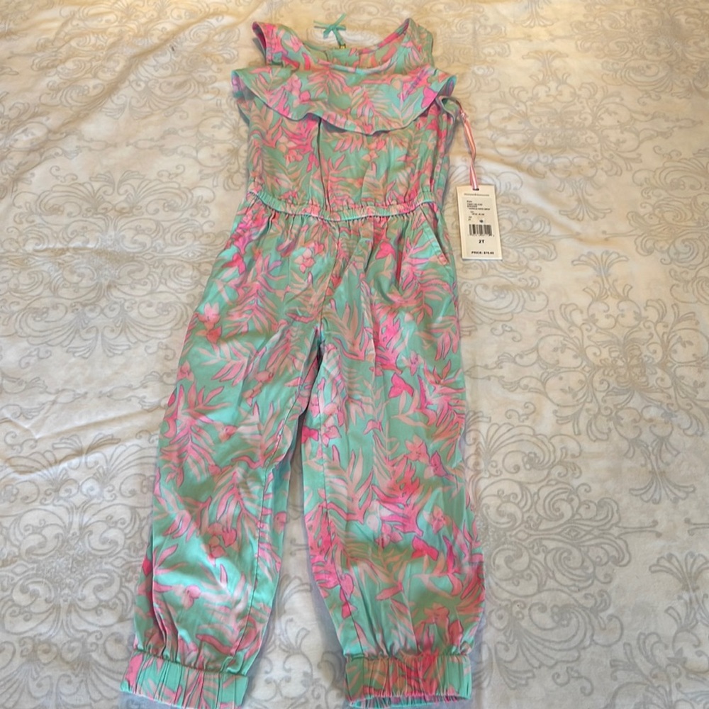 NWT Vineyard Vines girls printed jumpsuit - size 2T, pretty bougainvillea design